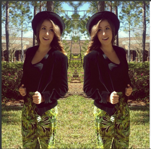 My velvet blazer paired with palm patterned pants. Taken from my instagram: @oliviahayhoe