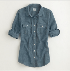 J. Crew's chambray shirt. Nice texture for winter, without a doubt. 
