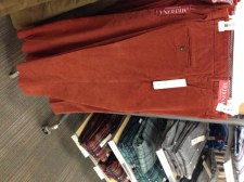 A rich shade of orange in a seasonal corduroy. 