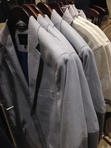 A selection of lighter-weight blazers on display. 
