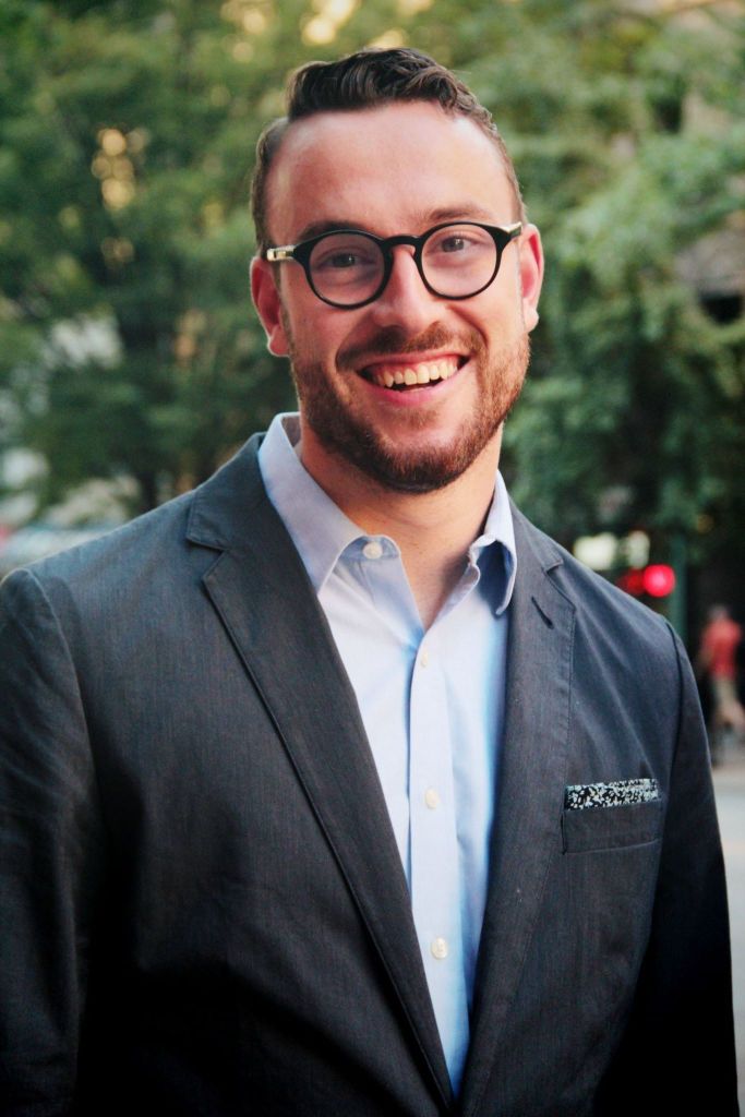 Want wear more blazers, especially this spring and summer? Start here. Blazer by J. Crew. Blue dress shirt & floral pocket square by J. Crew Factory.  (Old) glasses by Burberry. 