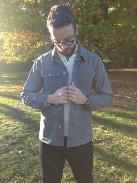 Chore Coat by Gustin. Henley by Frank and Oak. Jeans by American Apparel. Watch by Timex. 
