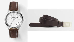 Brown leather on both the wallet and watch, to match the shoes. A camel topcoat to finish things off. 