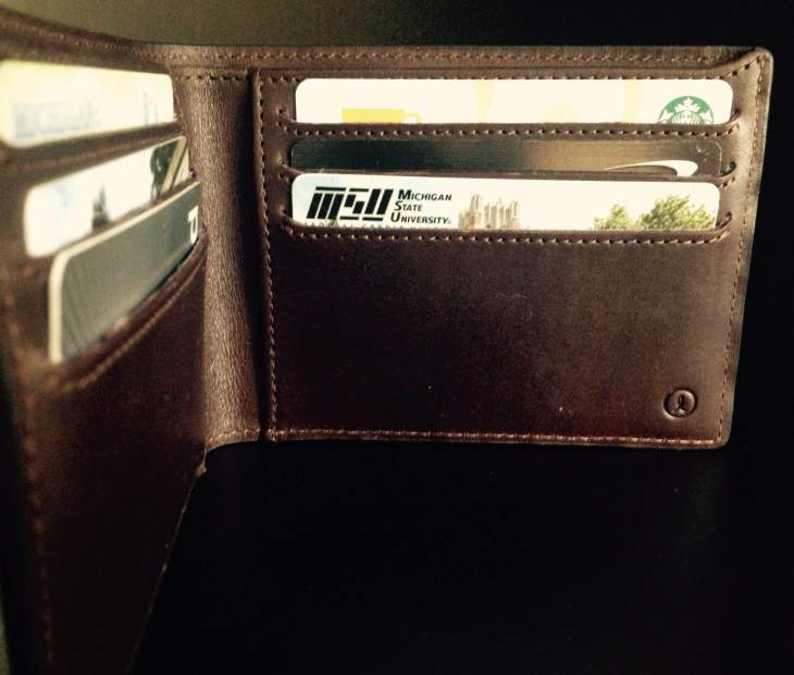 The mocha billfold in action. What bank do I belong to and where am I from? There you go.
