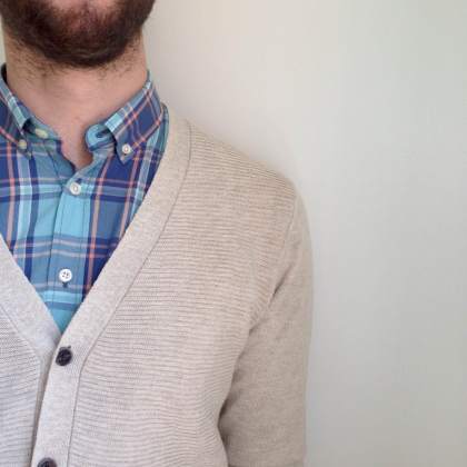 The Linen Cardigan & Cotton Plaid Shirt both fit trim and provide nice breathability.