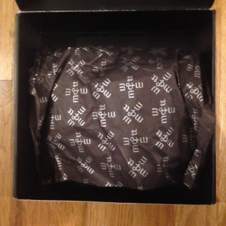 The packaging and presentation on a pair of Mott & Bow denim.