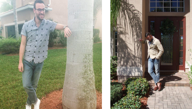 Two pairs of shoes styled two different ways. White sneakers done up casually and leather loafers ready for dressier wear.