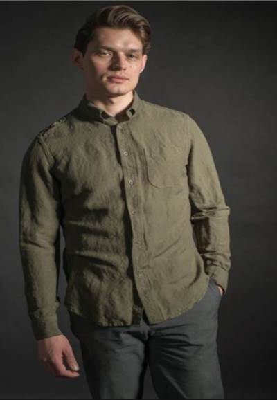 A lightweight shirt with a more open weave, like this linen number from Stock Mfg. Co., is the way to go when it's hot.
