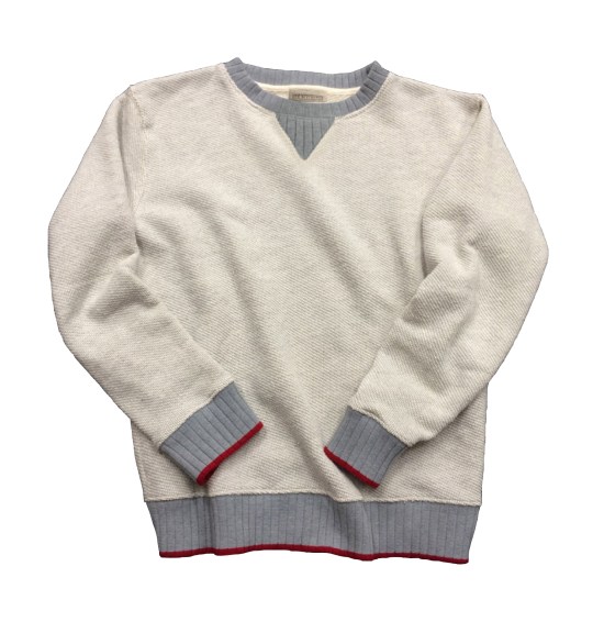 The sweater that started it all --a colorblocked crewneck made out of high-quality fabric.