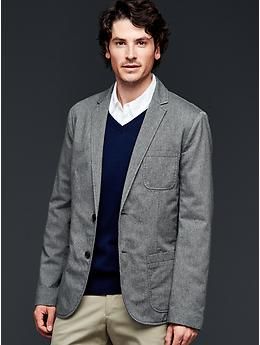 A nice color combo and casual patch pockets make this one blazer to take business-casual ... or just casual. 