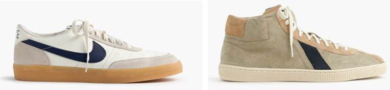 Two different takes on a sneaker, both sold by J. Crew. 