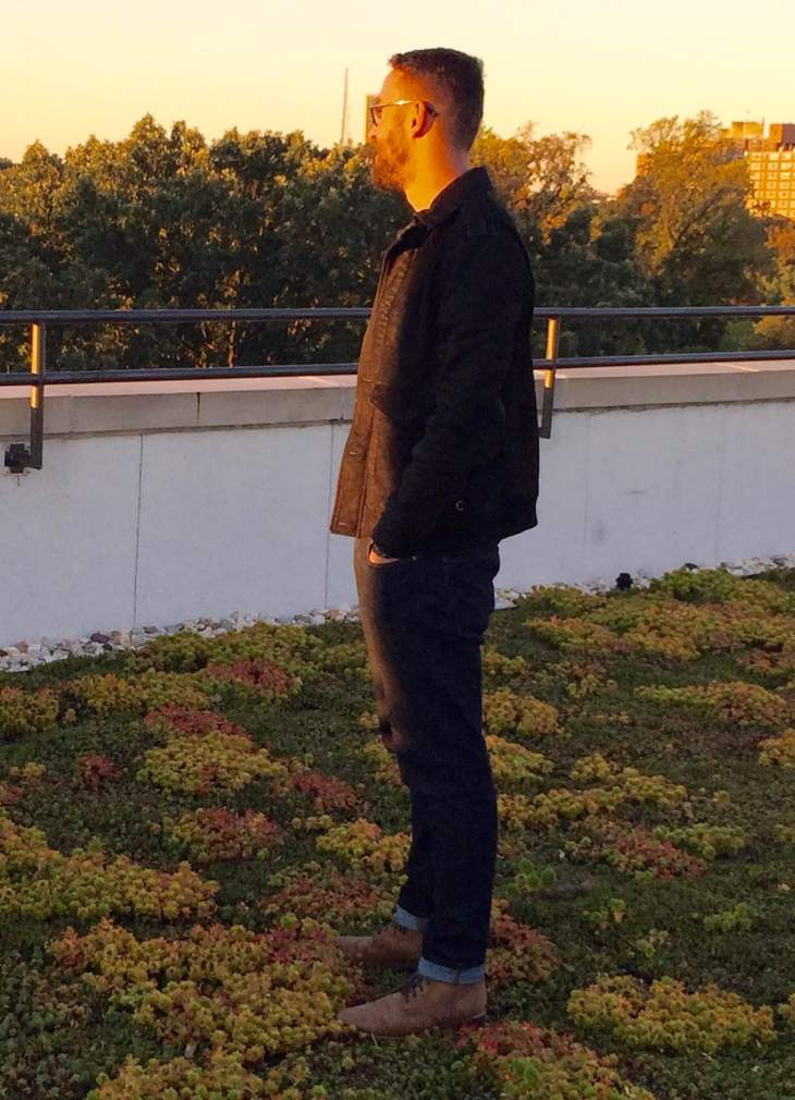 Are you ready for fall? Black suede bomber by Timberland. Slim dark denim by Mott & Bow. Glasses by Warby Parker. Boots by Thursday Boots.