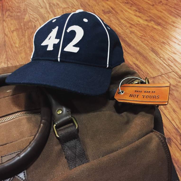 Hitting the road in style again. Vintage ballcap by Goorin Brothers. Stowaway Weekender Bag by Navali. Leather luggage tag by Owen & Fred.
