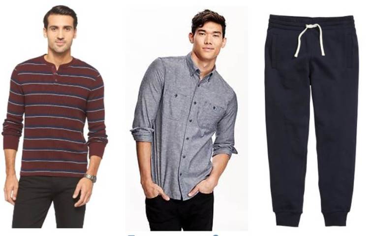 A striped henley from Target, a solid chambray from Old Navy and basic sweats from H&M -- all with the chance for discounts today.