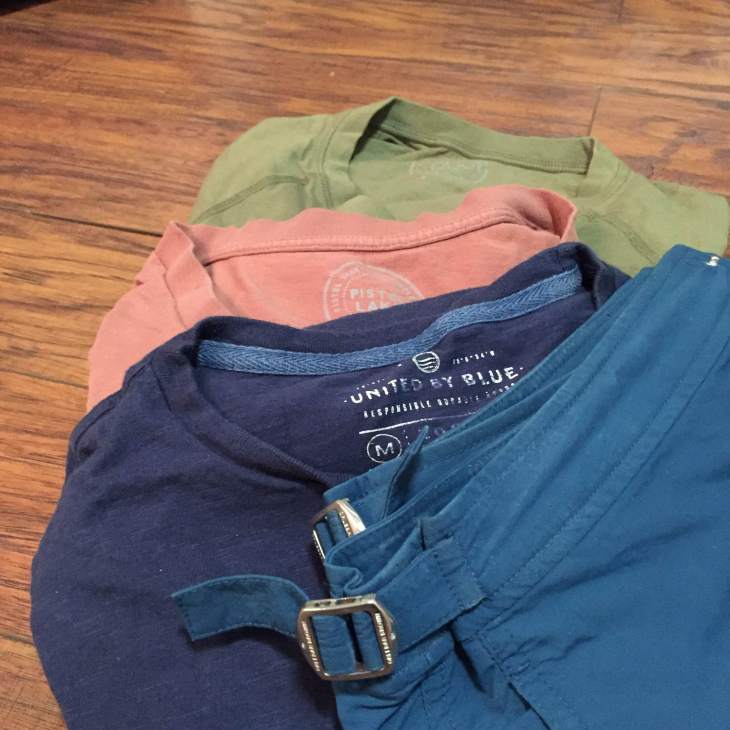 Simple, easygoing tees from Pistol Lake and United By Blue, plus my Orlebar Brown Setter Swim Trunks.