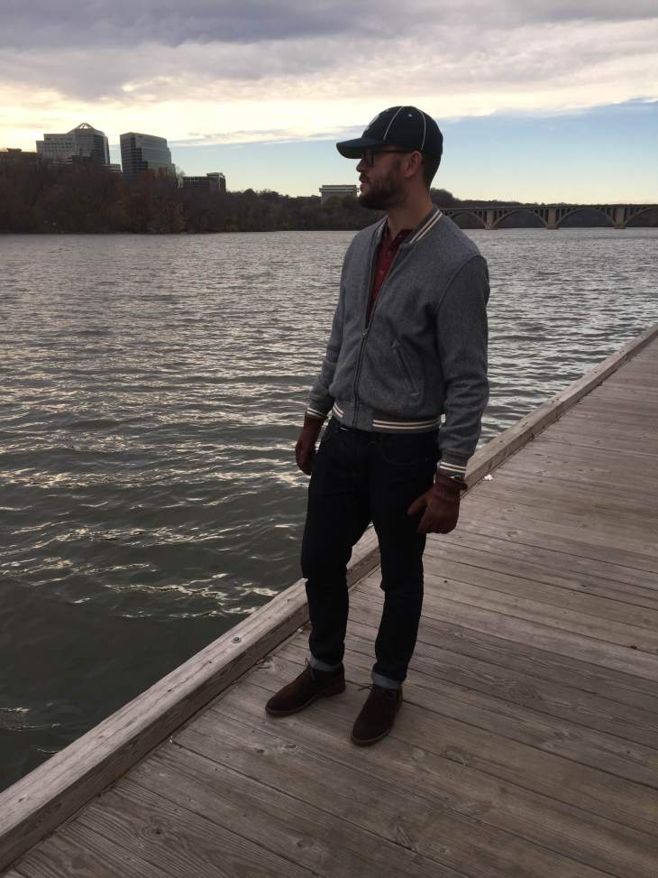A look at the versatility of the Chocolate Suede Scout Boot (more on that in a bit). Dark denim by Mott & Bow. Baseball jacket by Grayers. Gloves by Iron & Resin. Henley by Pistol Lake. Vintage ballcap by Goorin Brothers. Watch by Invicta.