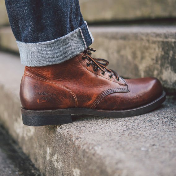 A rich color and Goodyear welt construction create a super-tough (and prison-ready) overall package from Frye.