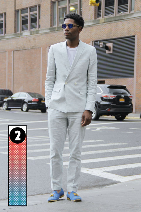 Jamal as seen on the street during the first-ever New York Fashion Week: Men's this past summer.