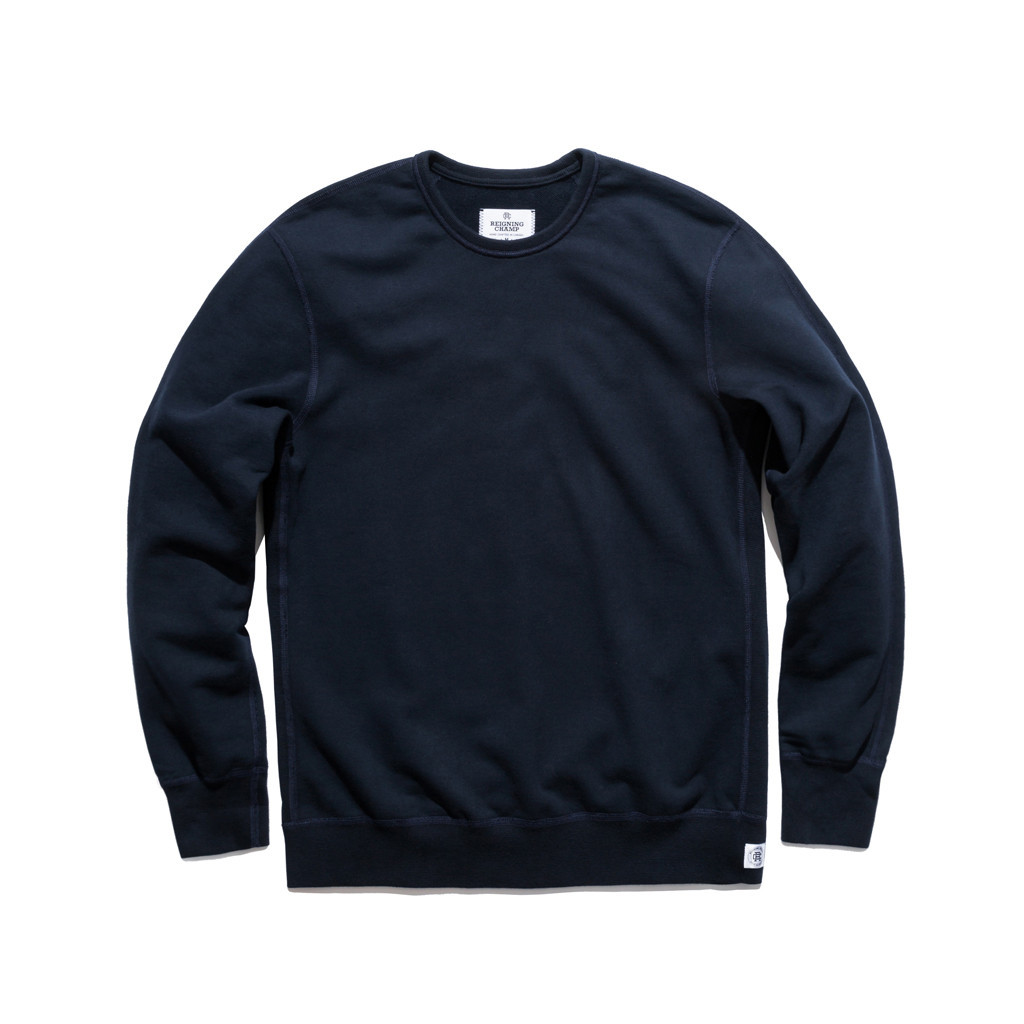 Slim-cut, a classic color and plenty of styling options -- the navy crewneck sweatshirt from Reigning Champ.