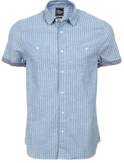 Stripes plus workwear details in a light blue chambray shirt? Sign me up.