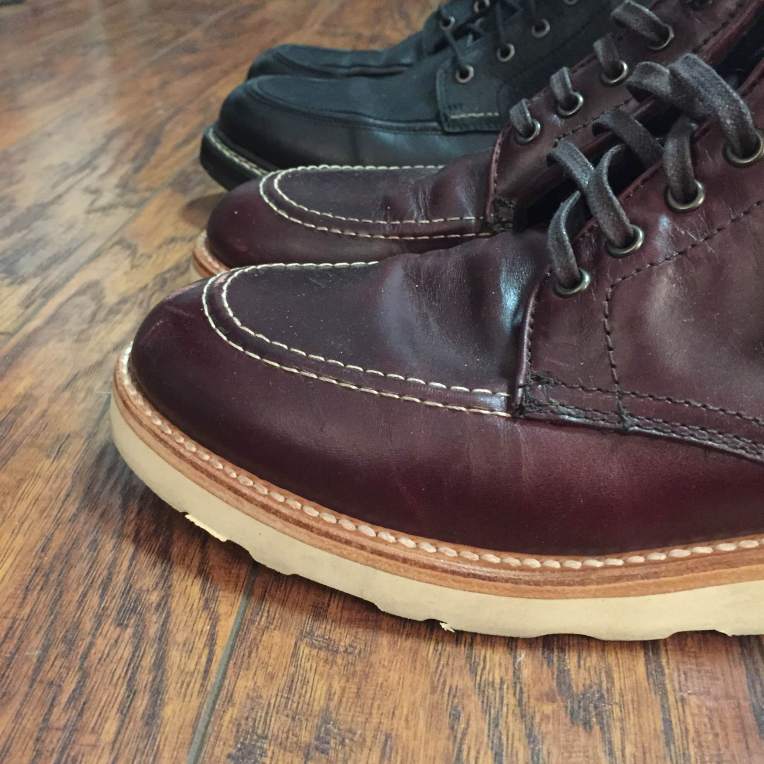 Lining them up after a few weeks of wear. With some care and treatment, the Color No. 8 Diplomat Boot should hold up just fine.