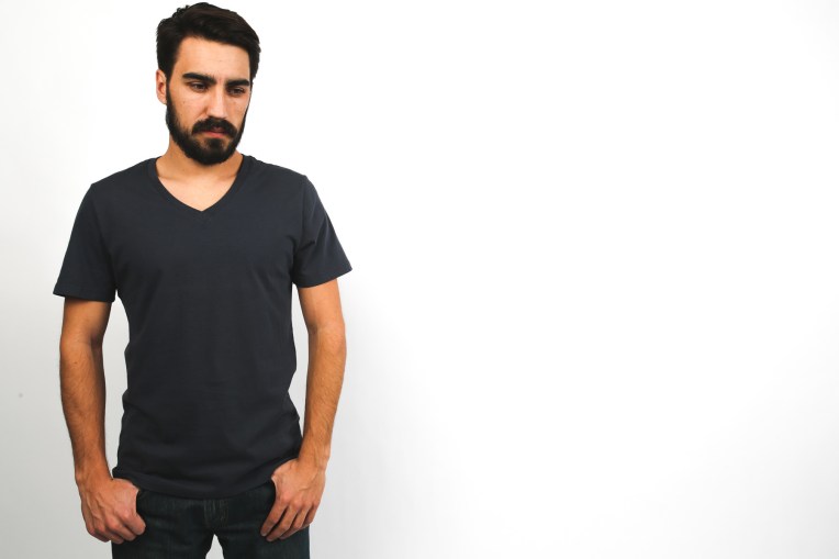 A neutral color, a trim fit and a not-too-deep V -- the hallmarks of a good V-neck.