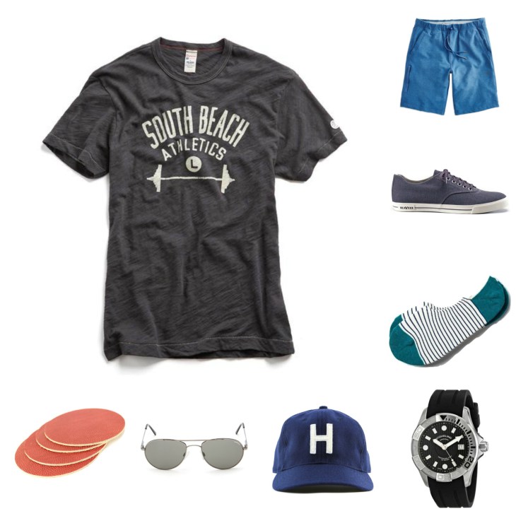 An ensemble that's sport-inspired yet not packed with athletic gear, finished off with classic footwear and shades.