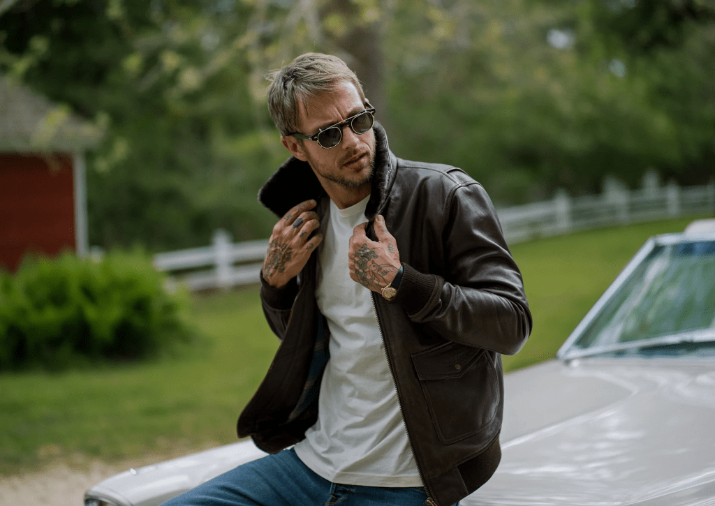 Best shearling bomber jacket for men. 