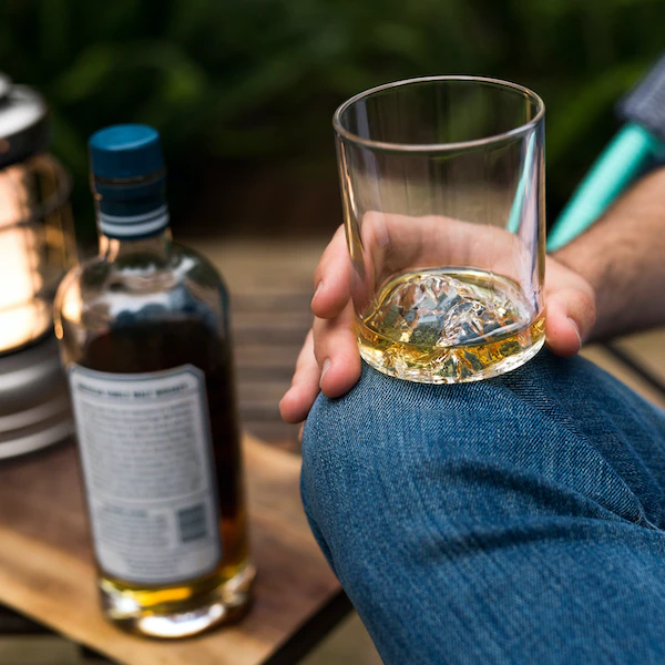 Huckberry Whiskey Peaks glasses.